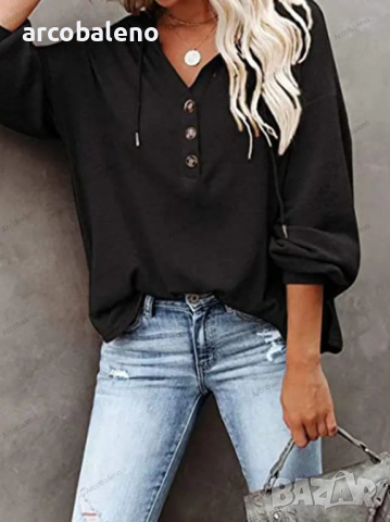 Дамско горнище с качулка Ежедневен свободен едноцветен суичър, 4цвята , снимка 11 - Суичъри - 44793379