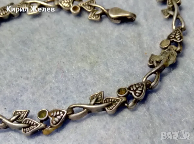 СТАРА ФЛОРАЛНА СРЕБЪРНА ГРИВНА ПАТИНИРАНО СРЕБРО 925 с ГНЕЗДА За ИНКРУСТИРАНЕ на СКЪПИ КАМЪНИ 19416, снимка 9 - Гривни - 50056576