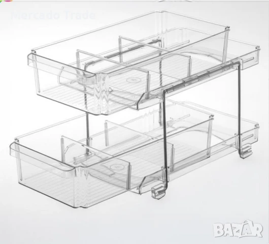 Органайзер 2 нива Mercado Trade, За кухня, баня, Прозрачен