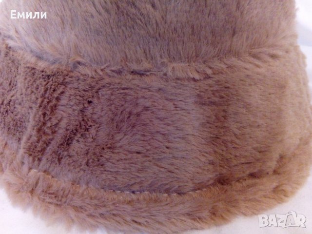 Дамска плюшена шапка идиотка в кафяв цвят, снимка 4 - Шапки - 39081049