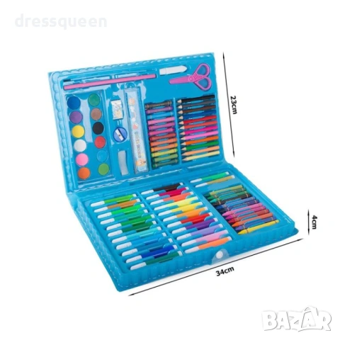 4730 Комплект за рисуване и оцветяване от 86 елемента – преносим куфар, 34 x 24 см, снимка 3 - Рисуване и оцветяване - 53779232