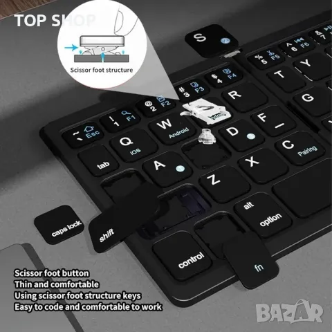 Сгъваема Bluetooth клавиатура с тъчпад, Bluetooth 5.1 с ниска латентност, снимка 2 - Клавиатури и мишки - 48697593