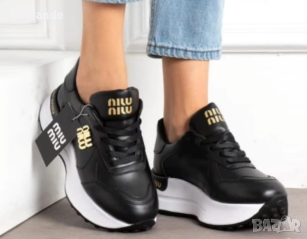 Дамски маратонки MiuMiu налични в Черно и Леопардово, снимка 2 - Маратонки - 52555953