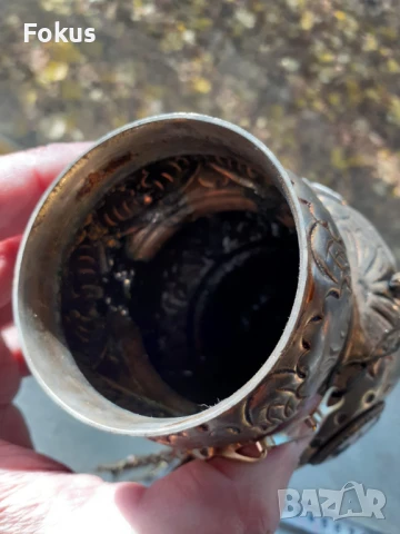 Старо висящо голямо кандило с емайл кадило тамянник, снимка 6 - Антикварни и старинни предмети - 51106710