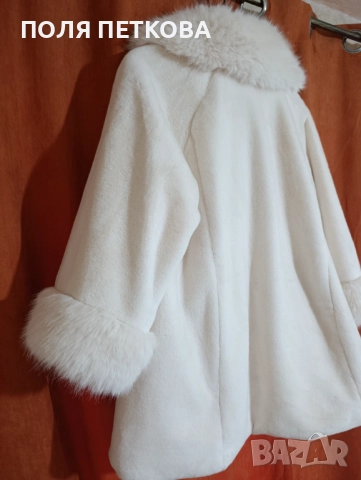 Ново бяло пухкаво палтенце, снимка 7 - Палта, манта - 52592275