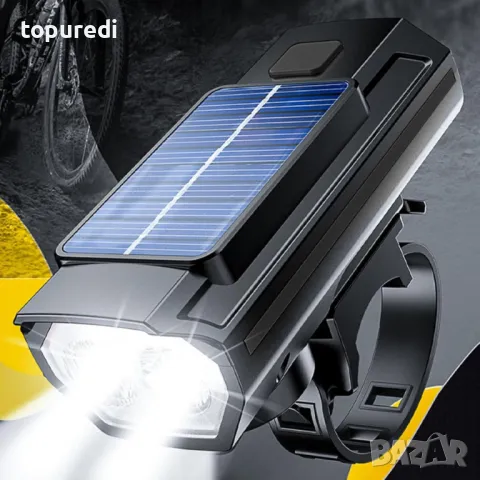 Фар за колело със соларен панел, снимка 2 - Аксесоари за велосипеди - 50218328