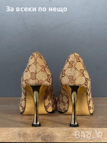 Gucci Дамски Обувки С Кристали И Метален Ток Гучи - 2 Цвята Код E1282, снимка 3 - Дамски обувки на ток - 53756335