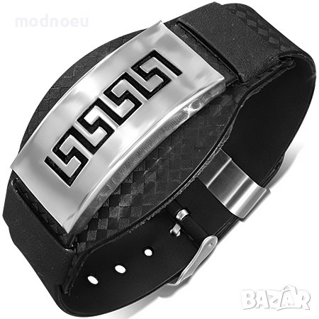 Стоманена гривна Версаче със силиконова верижка - модел 1