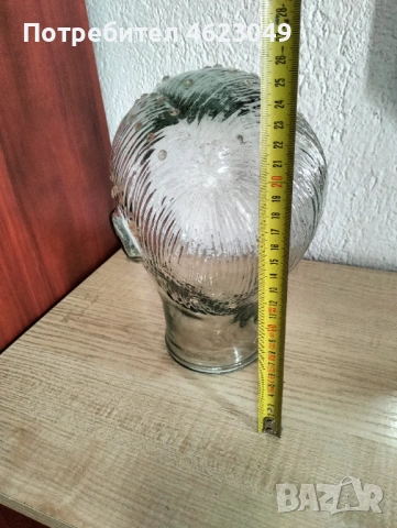 Стара стъклена глава , стъклен манекен, снимка 4 - Антикварни и старинни предмети - 53734951