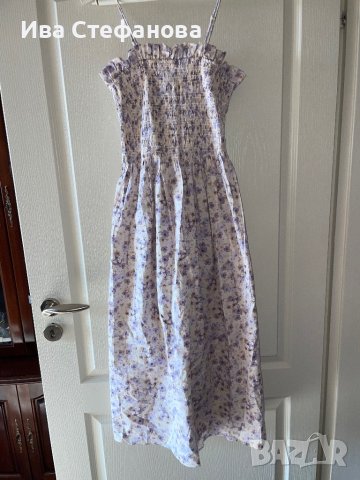 Разкошна нова дълга спортно елегантна ежедневна рокля hm флорален принт нежни лилави цветя , снимка 10 - Рокли - 41648346