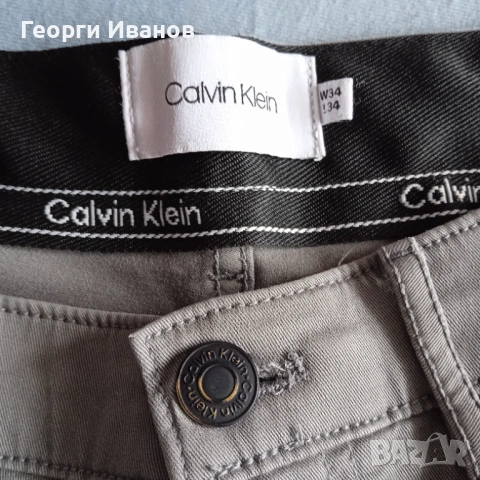 КАТО НОВИ CALVIN KLEIN W34/L34 CEMENT GRAY Straight Fit оригинални дънки CK jeans, снимка 5 - Дънки - 53512550