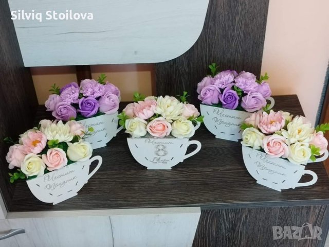 Чаши със сапунени цветя, снимка 8 - Подаръци за жени - 39594441