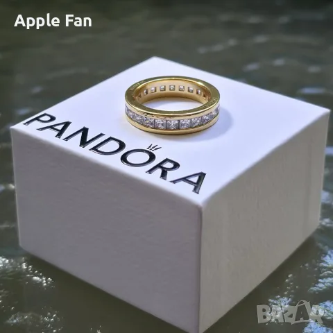 Пръстен Pandora Eternity Channel с 14К златно покритие, снимка 2 - Пръстени - 55778586