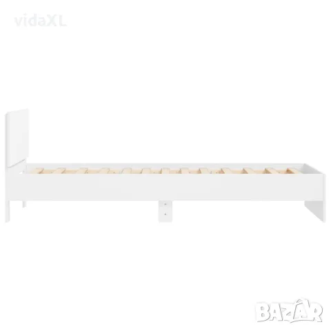 vidaXL Рамка за легло с табла, бяла, 100x200 см, инженерно дърво, снимка 6 - Спални и легла - 56148079