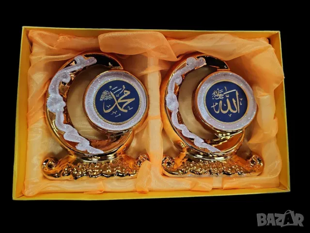Комплект от два броя статуетки с бляскави орнаменти, версия на Аллах, снимка 1