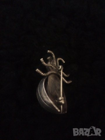  Стара сребърна брошка бръмбар с тюркоаз масивна уникат, снимка 3 - Колиета, медальони, синджири - 33954703