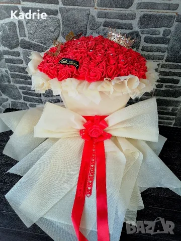 вечен букет 101🌹👑 човешки размер , снимка 3 - Романтични подаръци - 55849475