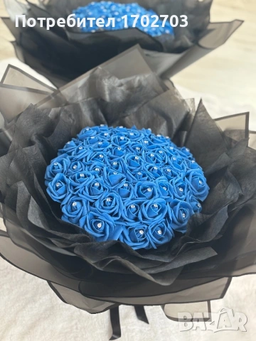 Букет 50 сини рози, снимка 3 - Декорация за дома - 53837592