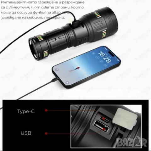 Светодиоден фенер Smiling Shark YM-G600 с телескопично увеличение и PowerBank функция, снимка 3 - Къмпинг осветление - 51327177