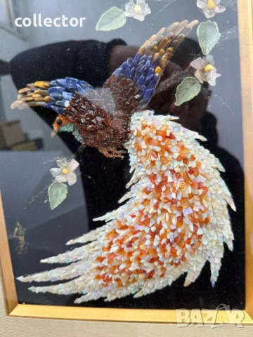 Ръчно изработена картина / музайка от полускъпоценни камъни. №7546, снимка 4 - Антикварни и старинни предмети - 52219975