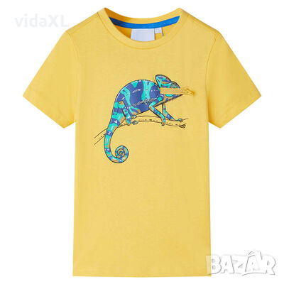 Детска тениска с къс ръкав, светла охра, 140（SKU:12013, снимка 1 - Детски тениски и потници - 44834014