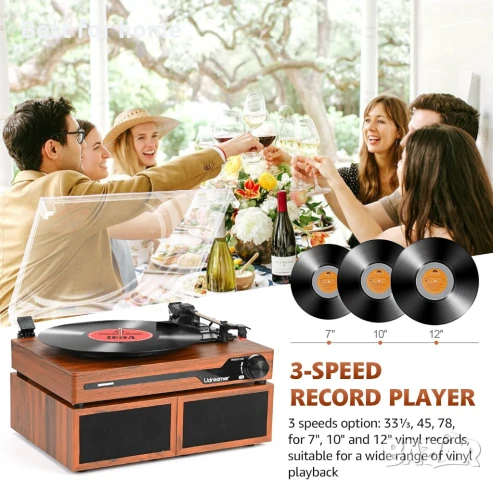 Преносим грамофон с външни високоговорители, снимка 4 - Грамофони - 51032499