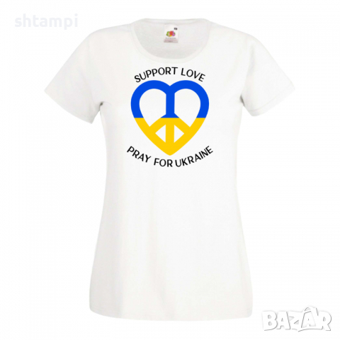 Дамска тениска SUPPORT LOVE PRAY FOR UKRAINE,Укркайна, против Войната, снимка 6 - Тениски - 36114890
