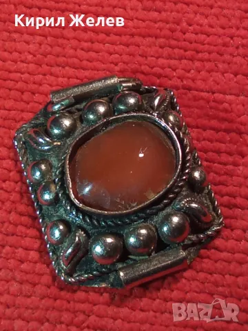 ЕЛЕМЕНТ от СТАРА БРОНЗОВА ПОСРЕБРЕНА ОРИЕНТАЛСКА ЕТНОГРАФСКА ГРИВНА с НАТУРАЛЕН КАРНЕОЛ 13818, снимка 11 - Антикварни и старинни предмети - 36225108