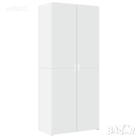 vidaXL Висок шкаф, бял, 80x42,5x185 см, инженерно дърво