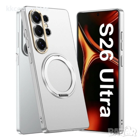 Магнитен Калъф GKK за Samsung Galaxy S26 Ultra - Тънък PC гръб, Метална въртяща се стойка, Шокоустой, снимка 4 - Калъфи, кейсове - 53681079