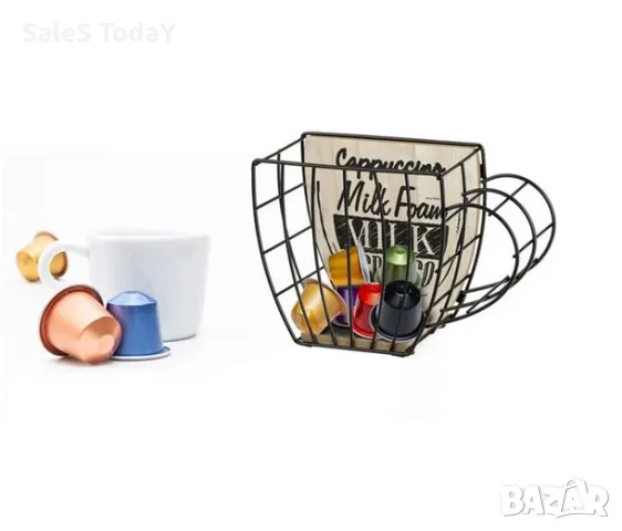 Поставка за капсули, модел чашка за капсула за кафе, Черна, метална, снимка 2 - Декорация за дома - 47977430