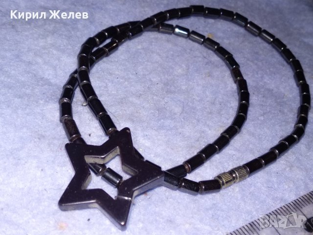 ЗВЕЗДОВИДНО ШИКОЗНО КОЛИЕ от ПОЛИРАНИ КАМЪНИ ХЕМАТИТ ХЕНД МЕЙД ИЗРАБОТКА МОДНО БИЖУ 38829