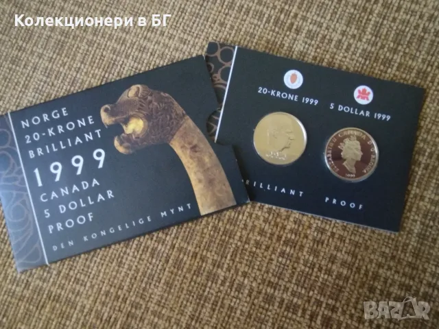 СЕТ С ДВЕ МОНЕТИ ОТ НОРВЕГИЯ И КАНАДА 1999 ГОДИНА /виж описанието/, снимка 2 - Нумизматика и бонистика - 56059808