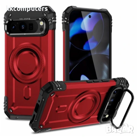 Google Pixel 9 Pro / Pixel 9 Magnetic Case Lens /Kickstand PC + TPU Удароустойчив Ring Holder2 Калъф, снимка 2 - Калъфи, кейсове - 51122629