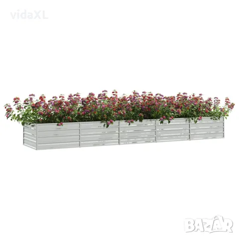 vidaXL Повдигната градинска леха, 400x80x45 см, стомана, сребриста, снимка 3 - Саксии и кашпи - 56146600