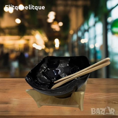 Елегантен сет за сервиране с купа и дървена поставка, снимка 4 - Други стоки за дома - 52186360