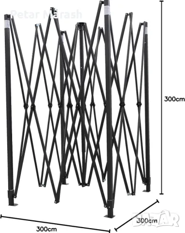 Бяла Сгъваема Градинска Шатра 3×3м тип Хармоника– стабилна, водоустойчива и лесна за разпъване, снимка 8 - Други - 50365996