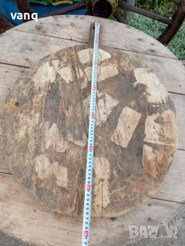 Стара дървена дъска за месене на  хляб,кръг фурнаджийска лопата, снимка 2 - Антикварни и старинни предмети - 36483132