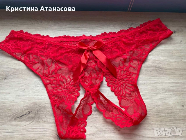 Сет от червени бикини дантела - 3 бр. ГОЛЯМ РАЗМЕР! 