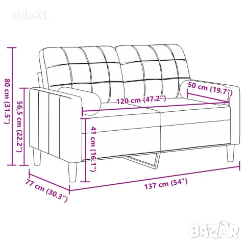 vidaXL 2-местен диван с декоративни възглавници тъмносив 120 см кадифе, снимка 7 - Дивани и мека мебел - 56146876