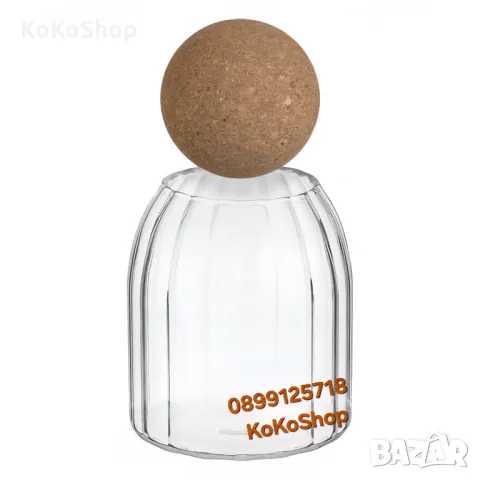 Стъклен буркан с коркова тапа – 490 мл./буркан за бонбони,сладки, снимка 3 - Други - 50317126