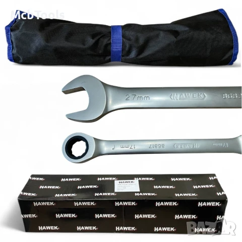 Комплект звездогаечни тресчотни ключове 8 – 32 мм 13 части Hawek, снимка 5 - Други инструменти - 50811399