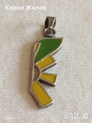 Сребърна висулка с емайл Арт деко винтидж стил 52350, снимка 6 - Колиета, медальони, синджири - 52718858