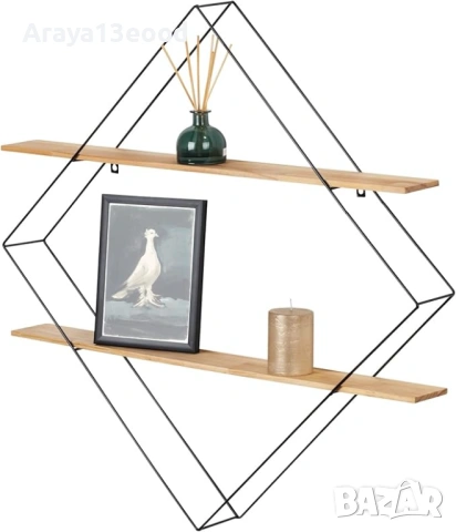 Стенна етажерка от борово дърво и метал WENKO, снимка 2 - Други - 53333679