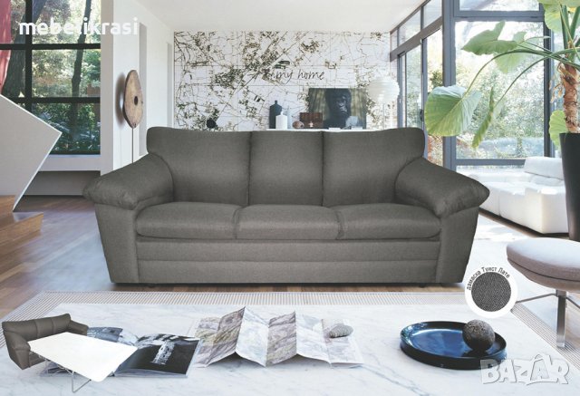 КАНАПЕ НОСТАЛГИЯ ТРОЙКА РАЗТЕГАТЕЛНО нова дамаска- Арагон Сиво, снимка 3 - Дивани и мека мебел - 41885718
