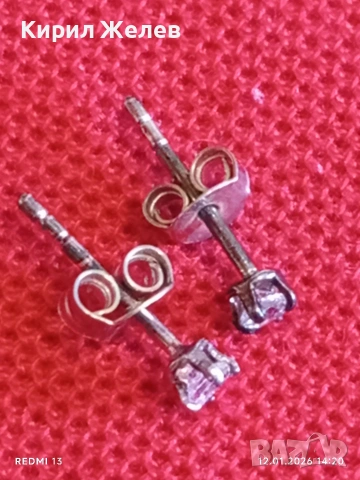 Нежни класически скъпоценни сребърни обеци ювелирно фасетиран Циркон 52773, снимка 5 - Обеци - 53072925