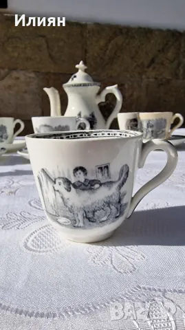 Сервиз за кафе с детски над 100 годишен , снимка 2 - Сервизи - 47315798