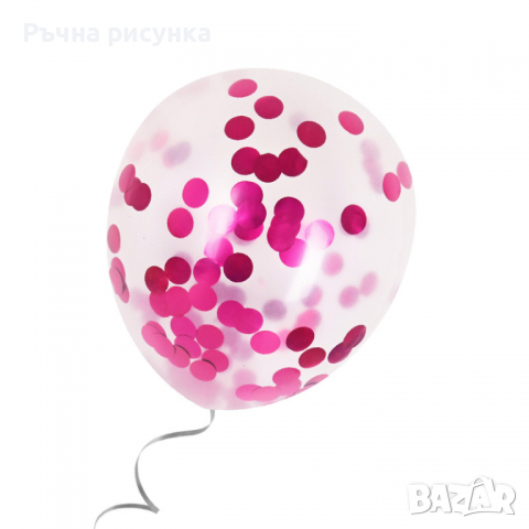 Балони - Прозрачен с конфети /100 броя/
