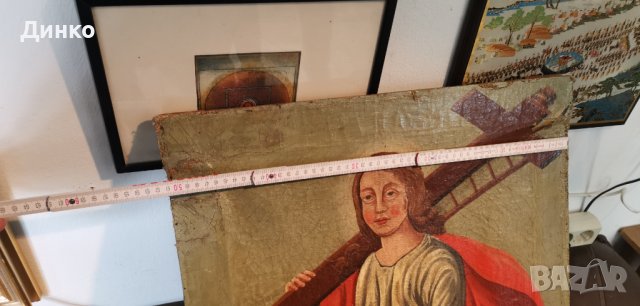  Икона масло върху платно 51-85см. 19век., снимка 8 - Антикварни и старинни предмети - 39800005