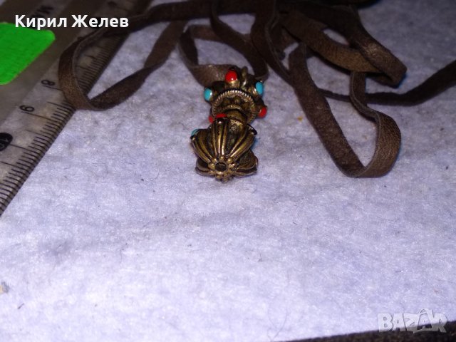 КРАСИВ АЖУРЕН РЕТРО - АРТ ЕТНО МЕДАЛЬОН БРОНЗ с ШНУРЧЕ от ВЕЛУР 21246, снимка 7 - Колиета, медальони, синджири - 41483732
